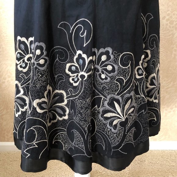 MONSOON Vintage Floral Embroidered Cotton/Silk Skirt US 6/EU 38 - Picture 16 of 16